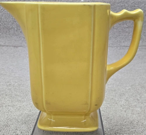 RARE VINTAGE HOMER LAUGHLIN RIVIERA ART DECO YELLOW BATTER PITCHER