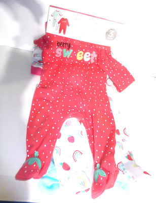 KOALA BABY INFANT 3 PACK COVERALL 1-PIECE BODYSUITs (9M)  Berry Sweet - NWT