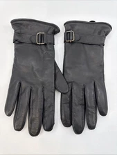 Vintage Grandoe Gloves Black Leather Black Lined Women's Medium