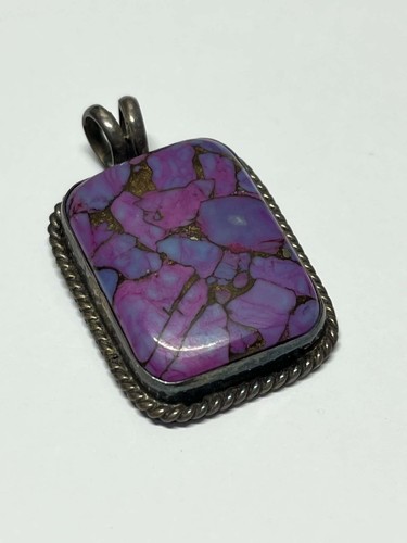 Purple Copper Turquoise Pendant 925 SterlingSilver Mohave Turquoise handmade Gem