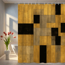 Modern Black and Gold Shower Curtain for Stylish Home Decor