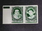 1961 Topps Baseball Stamp Tom Brewer & Larry Sherry W/ Tab Full Panel EX/MT