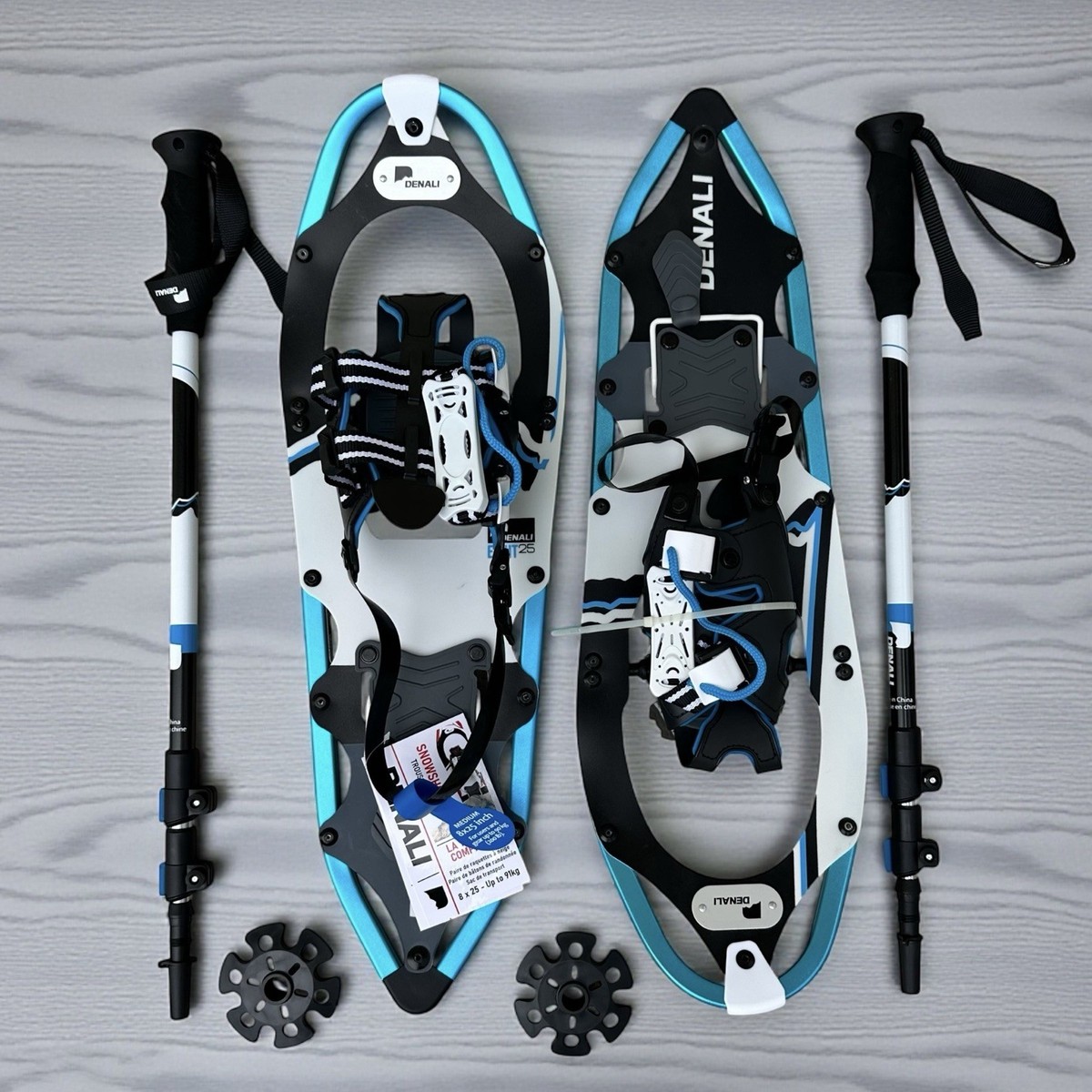 Denali Pro Snowshoes Kit 8x25 | Winter Hiking Set w/Poles, Carry