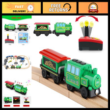 Battery Operated Electric Train Set for Wooden Tracks, Remote Control Locomotive