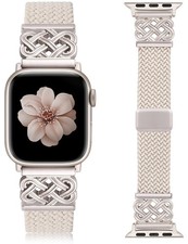 Braided Magnetic Band for Apple Watch 38-49mm, Stretchy Celtic Metal Strap for i