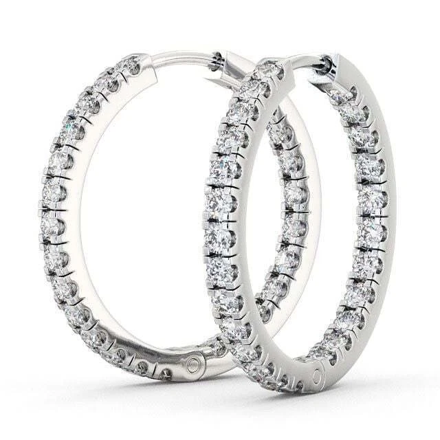 Weißgold Creolen Natürlicher Diamant Rundschliff 3,25 Karat Damen Ohrringe... - Bild 2 von 4