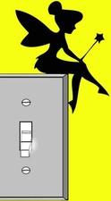 Light Switch Black Glossy Vinyl Decal Sticker - Tinkerbell Fairy - for Wall, ...