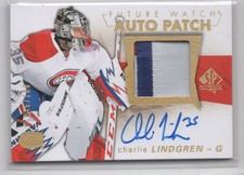 2016-17 SP Authentic Future Watch Auto PATCH Charlie Lindgren Auto Montreal