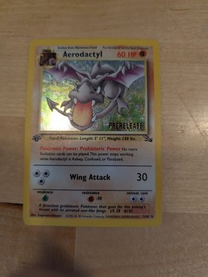 1st Edition Prerelease Aerodactyl 1/62 Fossil Pokemon Card Holo Foil Rare  (MP) | eBay