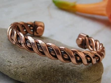 Copper spiral Bracelet, Solid Copper Arthritis Pain Therapy Cuff Bangle, Pure Co