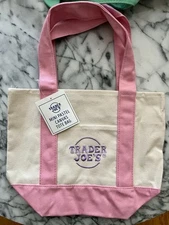 Trader Joe’s Mini Pastel PINK Canvas Tote Bag From 2025 Spring Collection  NWT