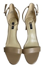 Nine West Womens Pruce Beige Leather Ankle Heels Sz 10 Medium