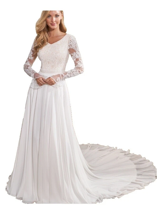 Chiffon Long Sleeve Wedding Dresses