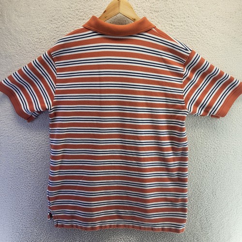LL Bean Polo Shirt Men Large Orange Striped Pullover Cotton Classic Short Sleeve - Picture 16 of 16