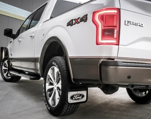 Genuine Ford Splash Guards Rear Gatorback Silver w/Black Ford Logo VHL3Z16A550J - Picture 2 of 2