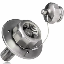 Metal RV City Water Stainless Inlet With Check Valve Flange Hose Connector Fill