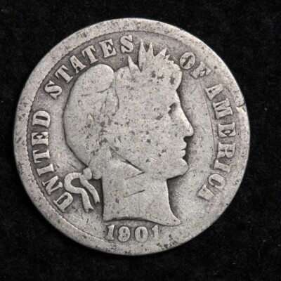 1901-O Silver Barber Dime GOOD FREE SHIPPING 