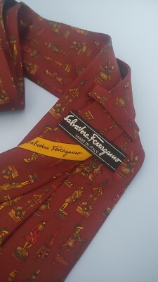 HERREN KRAWATTE (TIE) Vintage SALVATORE FERRAGAMO Made in Italy Neu!  selten
