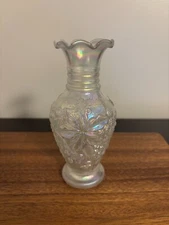 Imperial Clear Carnival Iridescent Glass Loganberry Small Bud Vase
