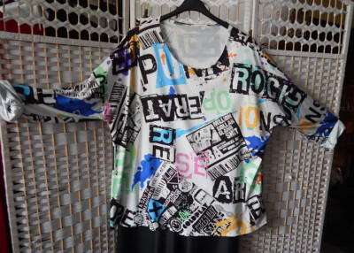 ausgefallene flippige TUNIKA cracy PULLI mit buntem Text ***Gr.42/46**ITALY MODA