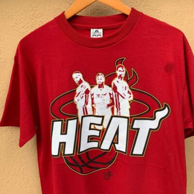 Y2K Miami Heat Big Lebron James Dwyane Wade Chris Bosh T Shirt