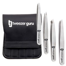 Tweezer Guru Eyebrow Tweezer Set for Women  Men - Professional Slant and Poi...