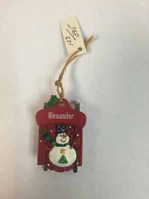 Ganz Snowman Sled Ornament- ''B'' Names