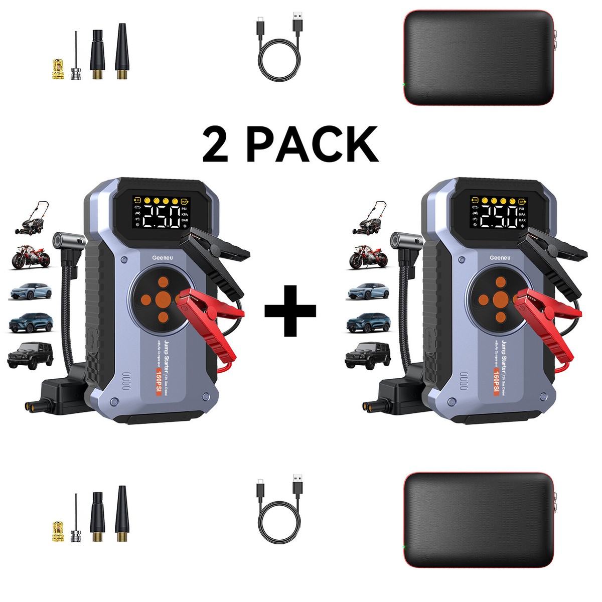 Geeneu W200 Jump Starter with Air Compressor 5000A Portable Car