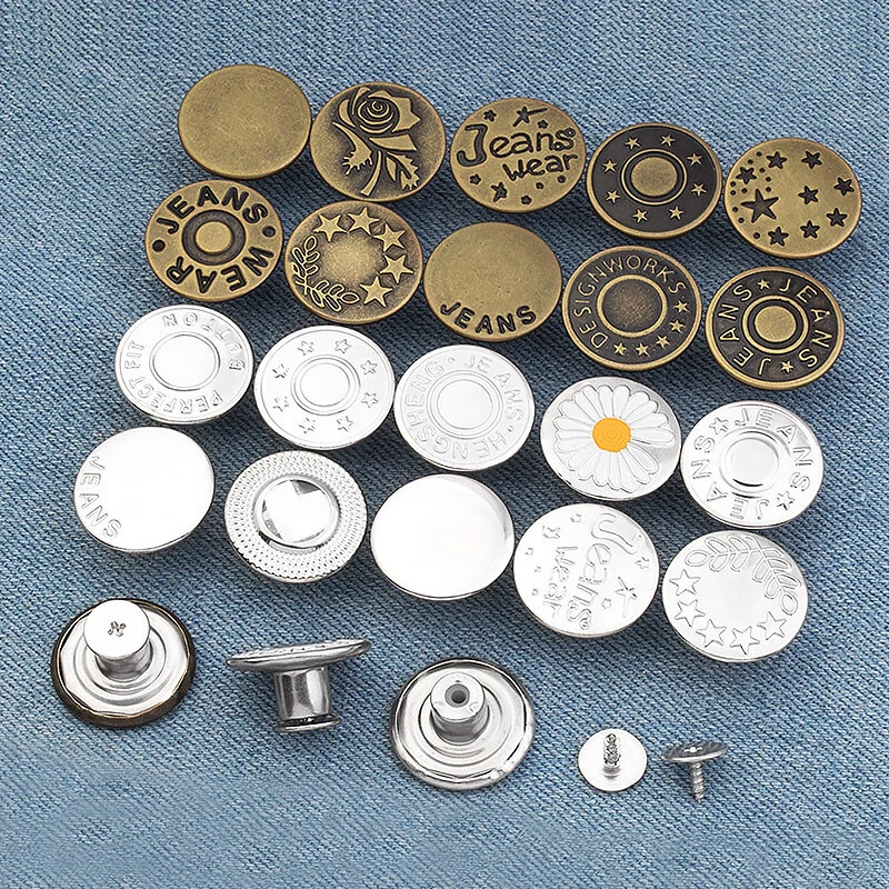 5pcs/Set Fit Button Pins for Jeans Tool Free Jean Buttons Replacement Snap  Craft