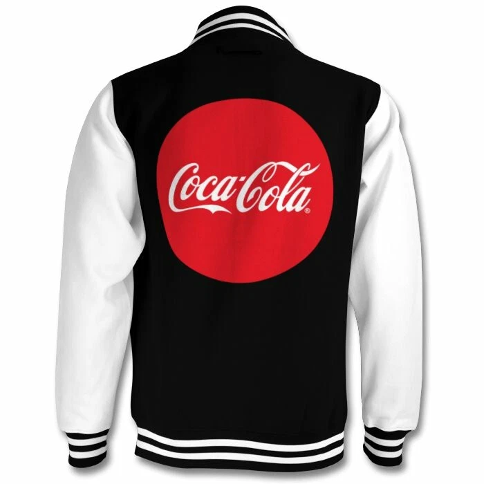COCA COLA Varsity Bomber Snap Button Jacket Black/Red Size XS to 2XL