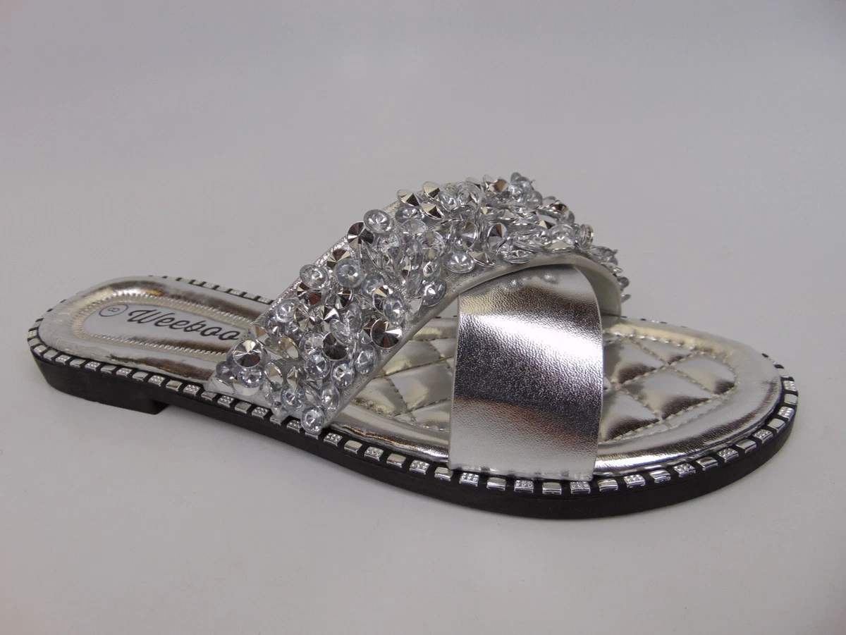 Silver bling slides hotsell