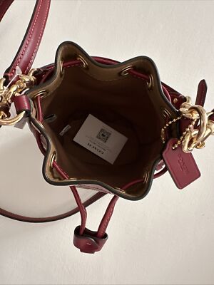 Coach Mini Bucket Bag In Signature Canvas With Cherry Print CY738