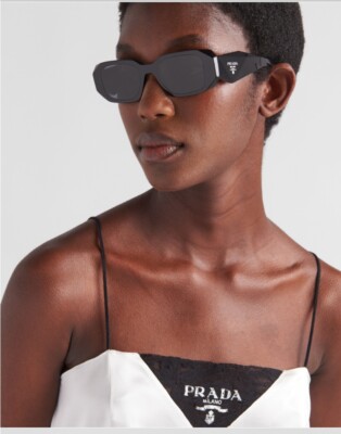 PRADA PR 27ZS Men's Irregular Sunglasses - Black/Gray (PR 27ZS