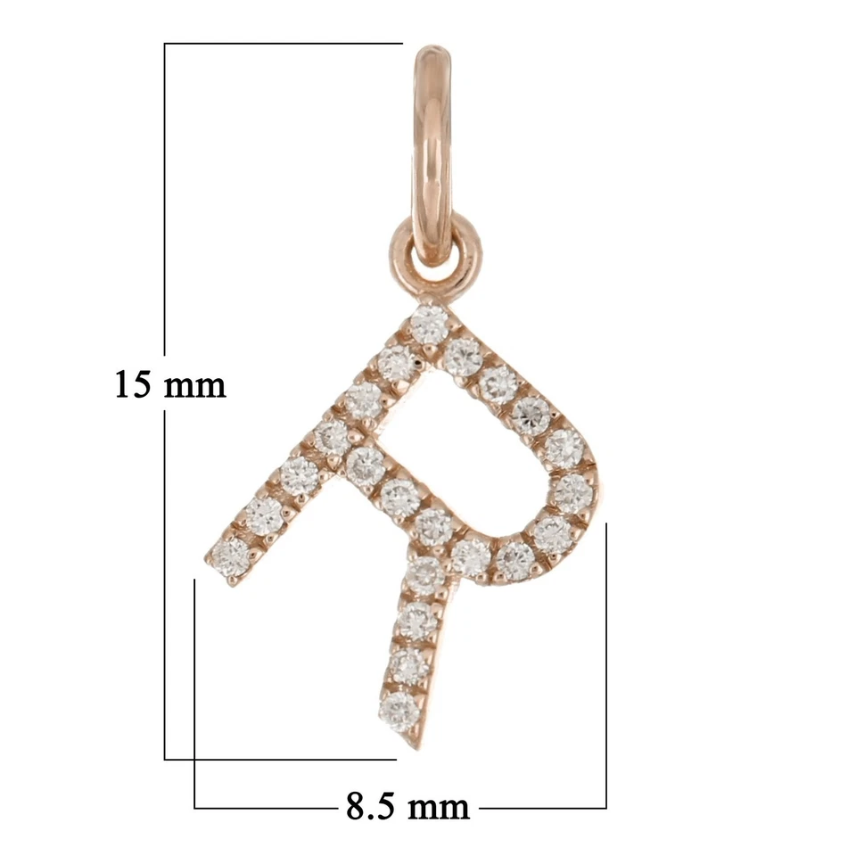 14k Yellow White or Rose Gold Diamond Initial Letter R Charm Pendant - Image 4 of 4