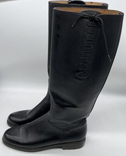 Salvatore Ferragamo Sport Black Slip-On Lace-Up Rubber Knee-High Boot sz 36