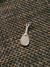 VINTAGE STERLING SILVER TENNIS RACKET CHARM PENDANT