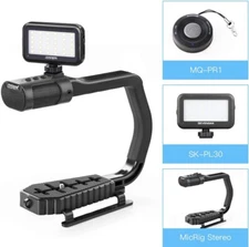 Handheld Stabilizer Video Led Lights & Remote Control Skateboard Handle Grip Mic
