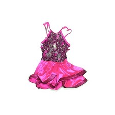 Girl Weissman Tell Him 12268 Pink Black Tiered Sequin Dance Dress Costume Size S