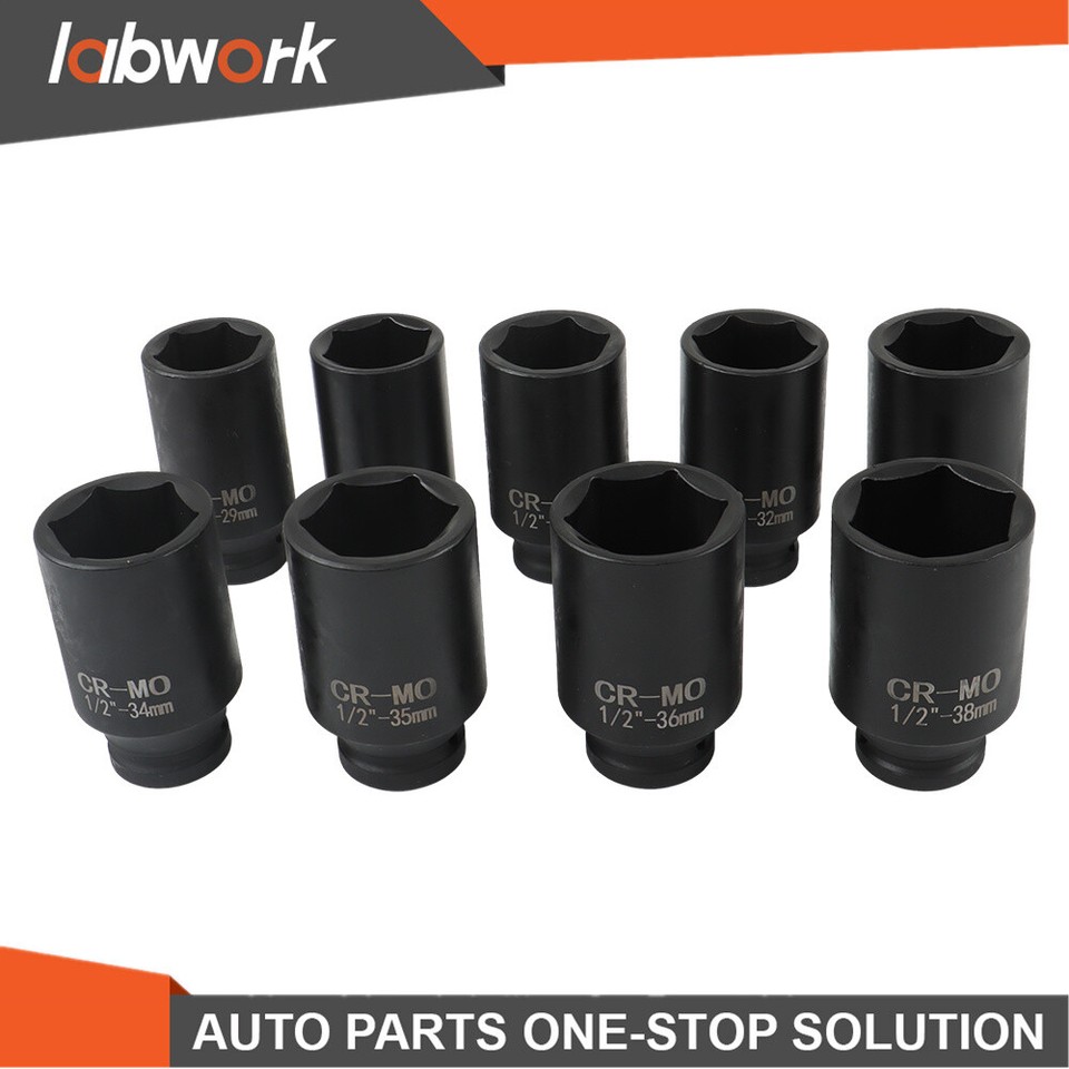 9PC 1/2" Drive Deep Impact Socket Set Metric Axle Hub Nut Socket - Foto 5