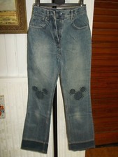 Vintage Pantalon Jeans bleu délavé usé DONALDSON 14 32/34  brodé Mickey Disney