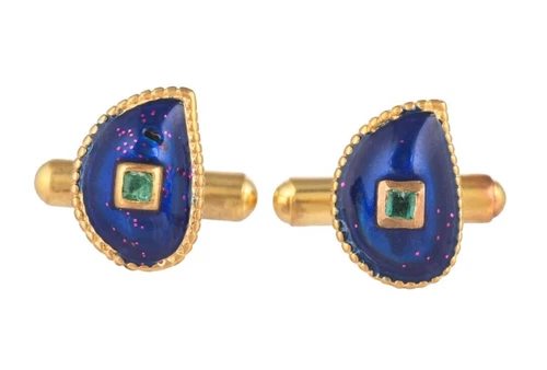 Emerald 14K Gold Plated Cufflinks