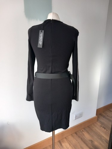 MANIERE DE VOIR SCHWARZ CUTOUT BODYCON LANGARM KLEID GÜRTEL REISSVERSCHLÜSSE UK 12 NEU - Bild 10 von 14