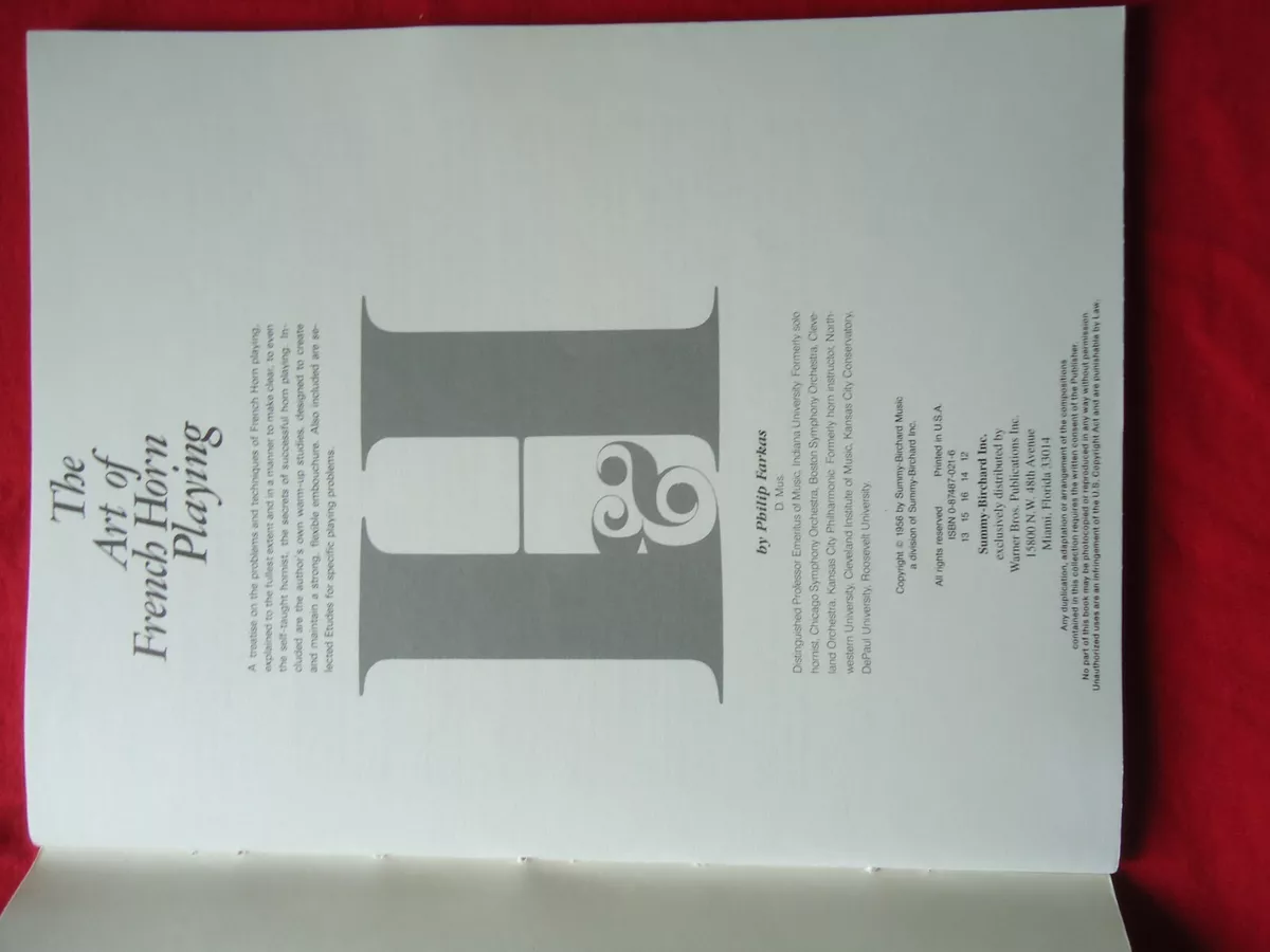 THE ART OF FRENCH HORN PLAYING BY PHILIP FARKAS 9780874870213 eBay