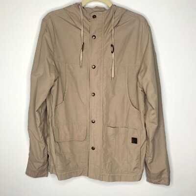I. Spiewak & Sons Beige Tan Hooded High Neck Windbreaker Jacket Sz M