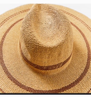 Zara woven hat Zara Floral Raffia Hat Size M Woven Band Detail Contrast  main image 3