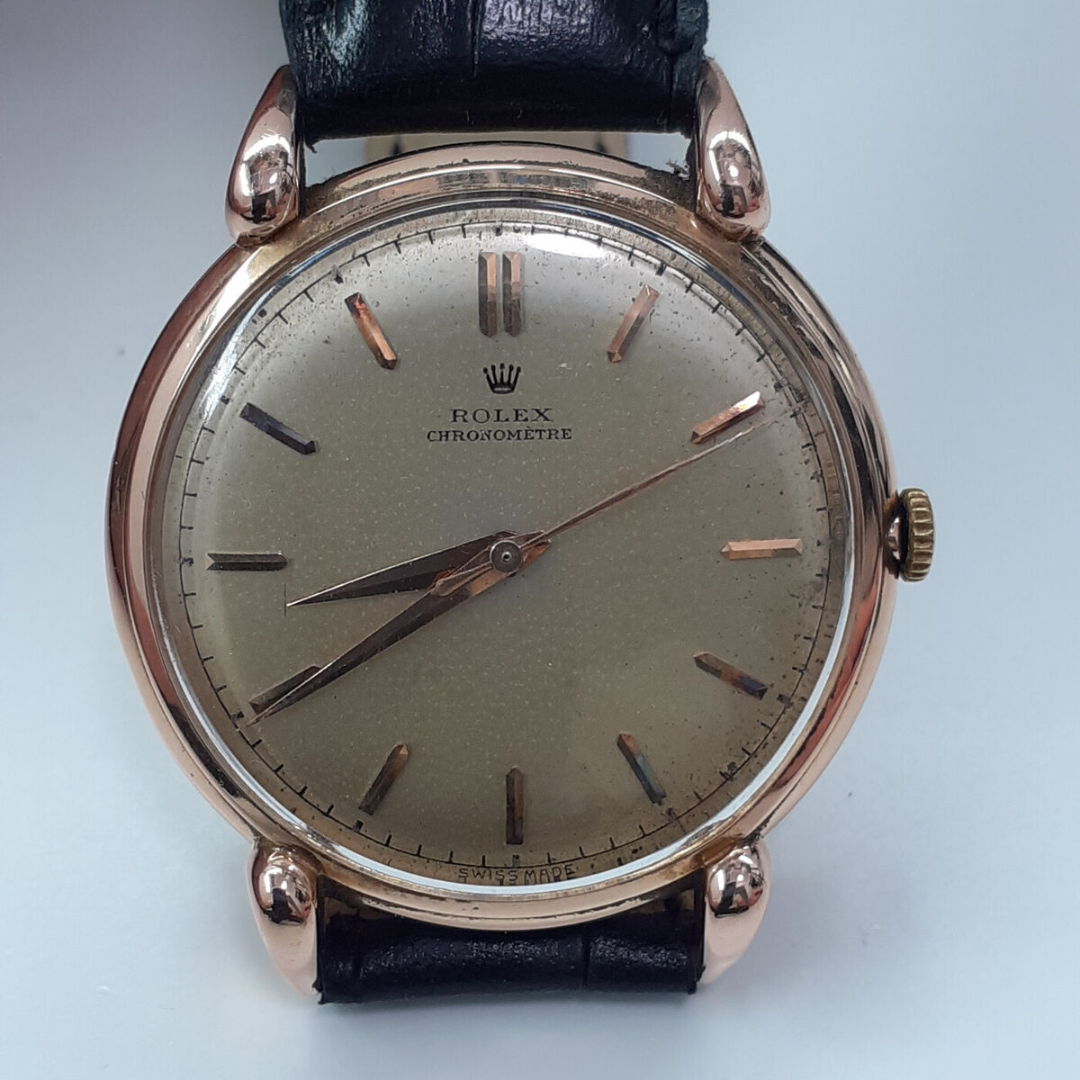 Vintage Rolex Chronometre 37 mm 18K Rose Gold Teardrop Lugs Vintage Rolex Chronometre 37 mm 18K Rose Gold Teardrop Lugs