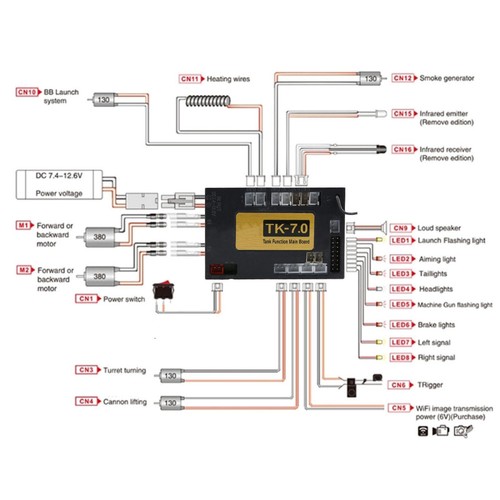 2.4Ghz Receiver TK-7.0 Multi-function Main Board for Heng Long 1:16 RC Tank j - Picture 8 of 10
