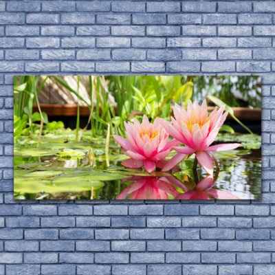 Tableau Verre Acrylique 140x70 Floral Bleu - Impression Moderne Tulup