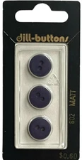 Buttons Purple Round Flat Matt 2-Hole 3-Pack 1/2" 13MM Vtg Dill No. 802 Germany