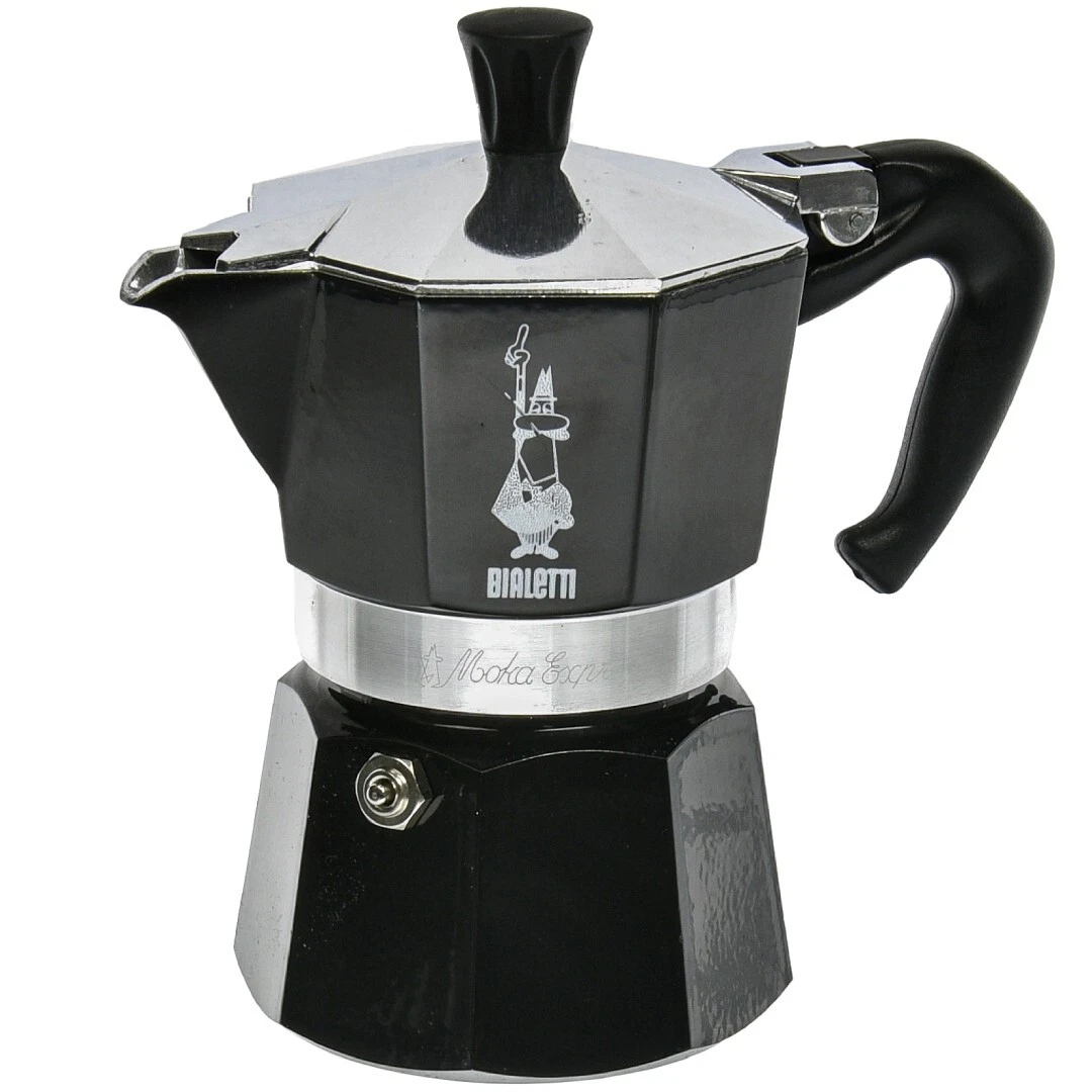 Bialetti Moka Express Coffee Maker Coffee Cup 3 Cup Aluminum Black